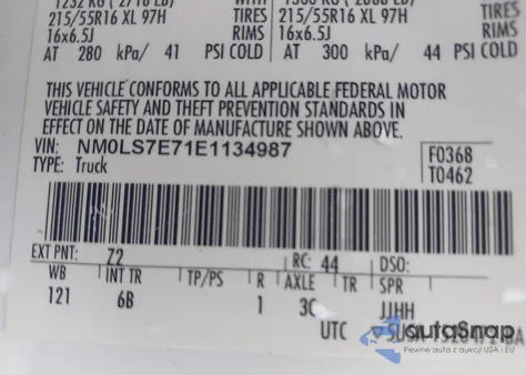 2014 Ford Transit Connect Xl z USA, uszkodzony, nr VIN NM0LS7E71E1134987